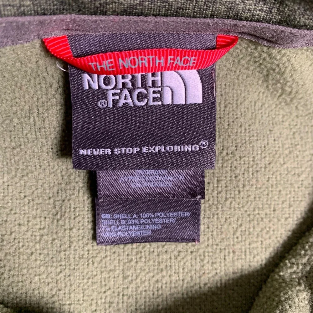 The North Face Quarter Zip Pullover Mens Large Green Heathered Fleece Jacket